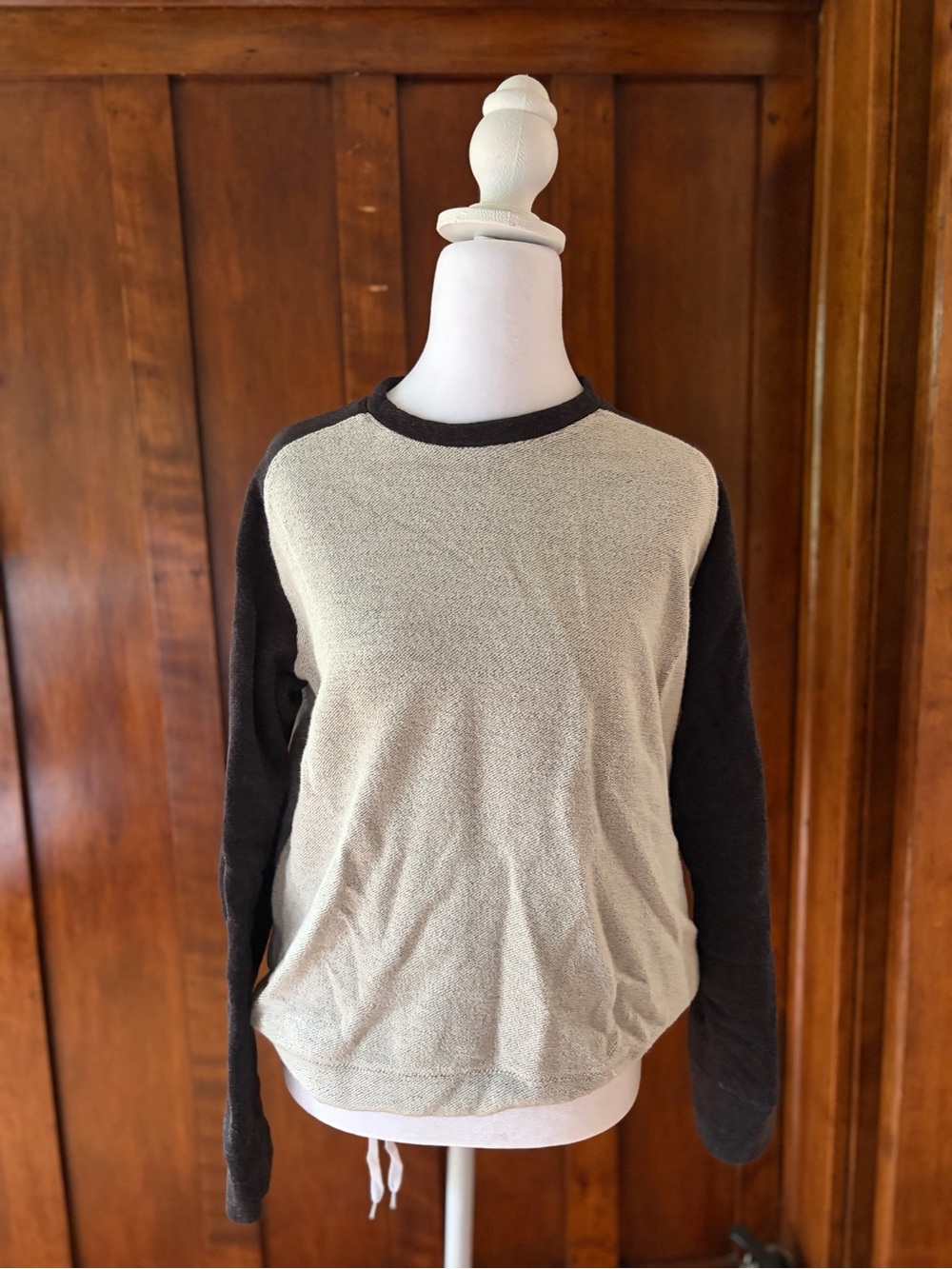 Goldie Two-Tone Crewneck Sweater in Cream and Black